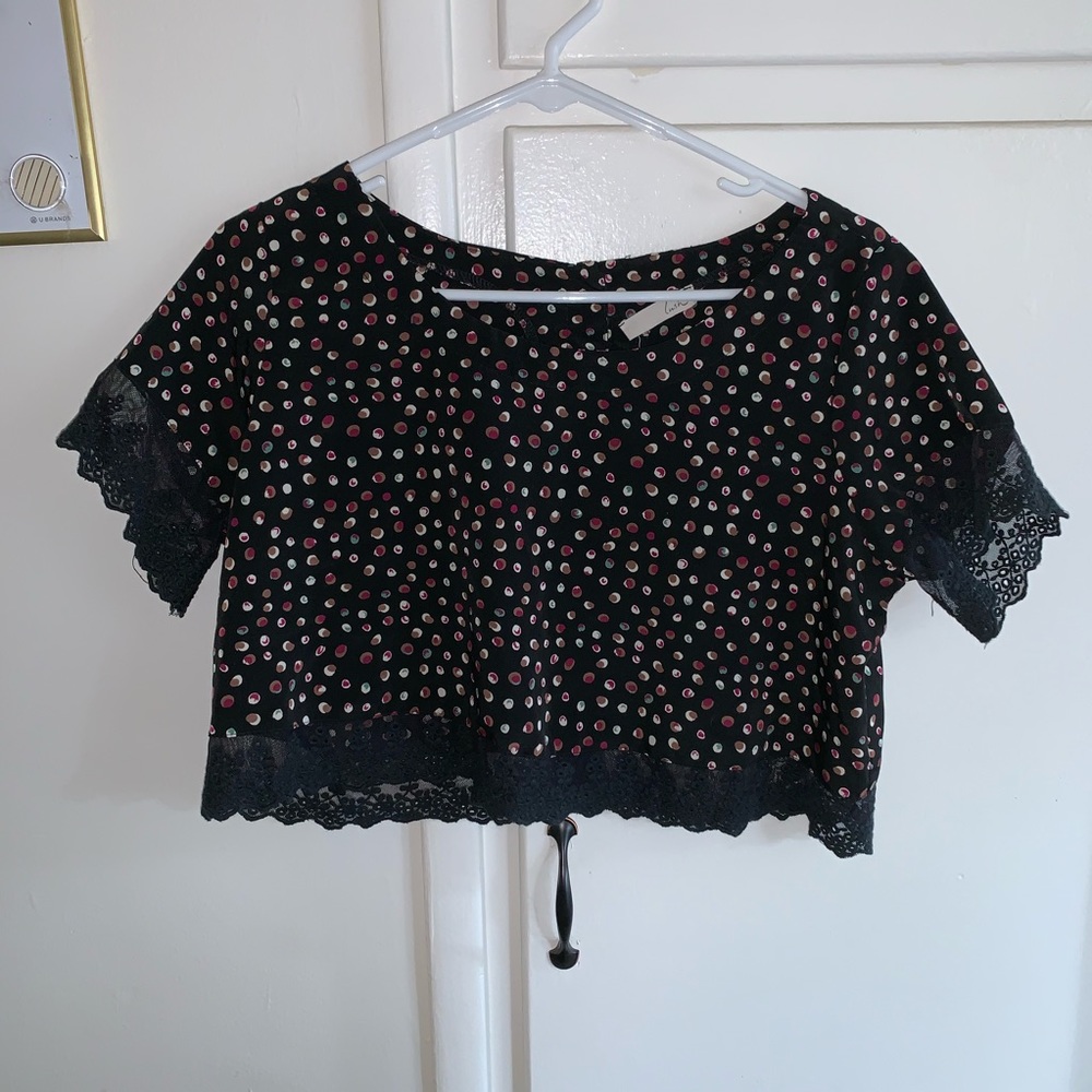Cute polka dot and lace crop top